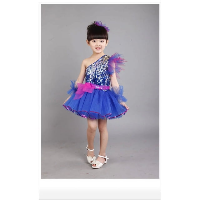 Vestido de princesa para niña, traje de baile de verano, conjunto de actuación con lentejuelas para niña