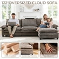 thumbnail image 3 of Ktaxon 120" W Sectional Sofa L Shaped Couch with Chaise Living Room Sleeper Set, 4 Seats with Chenille and Double Layer Cushions Light Brown, 3 of 16
