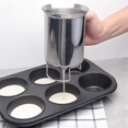 thumbnail image 2 of 2X Dispensador de harina, Dispensador de masa de harina, Herramienta para hornear de acero inoxidable, Mezclador de masa, Embudo de masa para hornear en la cocina del hogar, 2 of 3