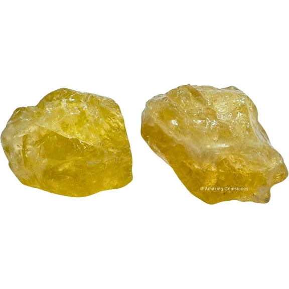 Lemon Quartz Crystal Raw Stones (2 Pieces)