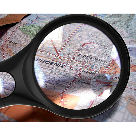 Black Magnifying Glass w/ 3 LED Lights [3x 10x 45x] Handheld Magnifier for Reading Maps - Best For Jeweler Watch (Best Magnifying Glass For Cannabis)
