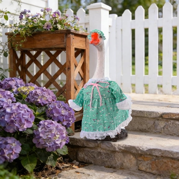 Eespoir Goose Outfits For Statue, Easter Dress Patio Goose Hat Set, Garden Decoration For 23Inch Statue, Seasonal Update, Outdoor Decor, Fun, Weather Resistant(Green)