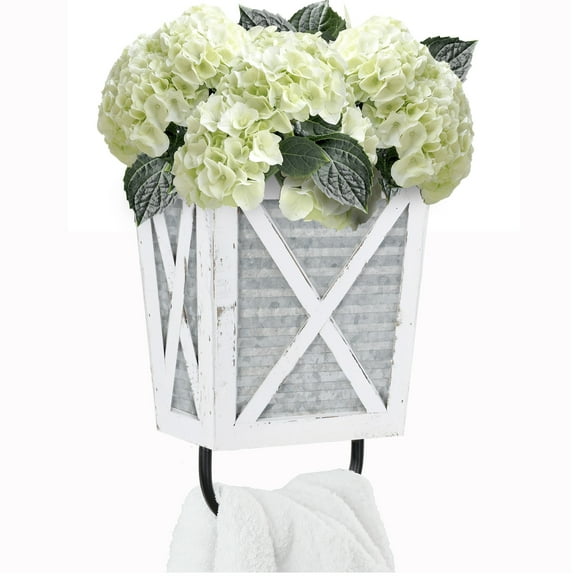 Autumn Alley Farmhouse Decor Rustic Hand Towel Holder - Farmhouse Towel For Bathroom Wall, For Kitchen Wall With Wooden Storage Add Charm to Your Rustic Bathroom Hand Towel Rack and Shelf Decor, White