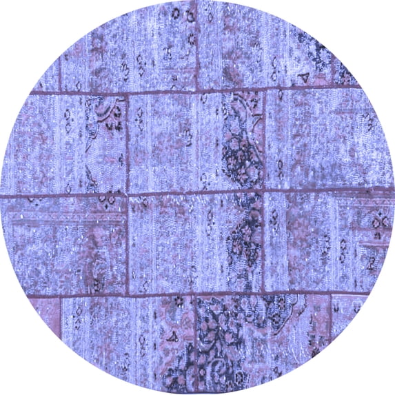 Ahgly Company Indoor Round Patchwork Blue Transitional Area Rugs, 4' Round