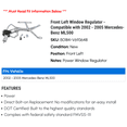 thumbnail image 2 of Front Left Window Regulator - Compatible with 2002 - 2005 Mercedes-Benz ML500 2003 2004, 2 of 2