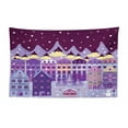 thumbnail image 1 of Snow Tapestry, Colorful Old European Houses Cityscape in Winter with Trees and Snowman, Fabric Wall Hanging Decor for Bedroom Living Room Dorm, 2 Sizes, Seal Brown Earth Yellow, by Ambesonne, 1 of 1
