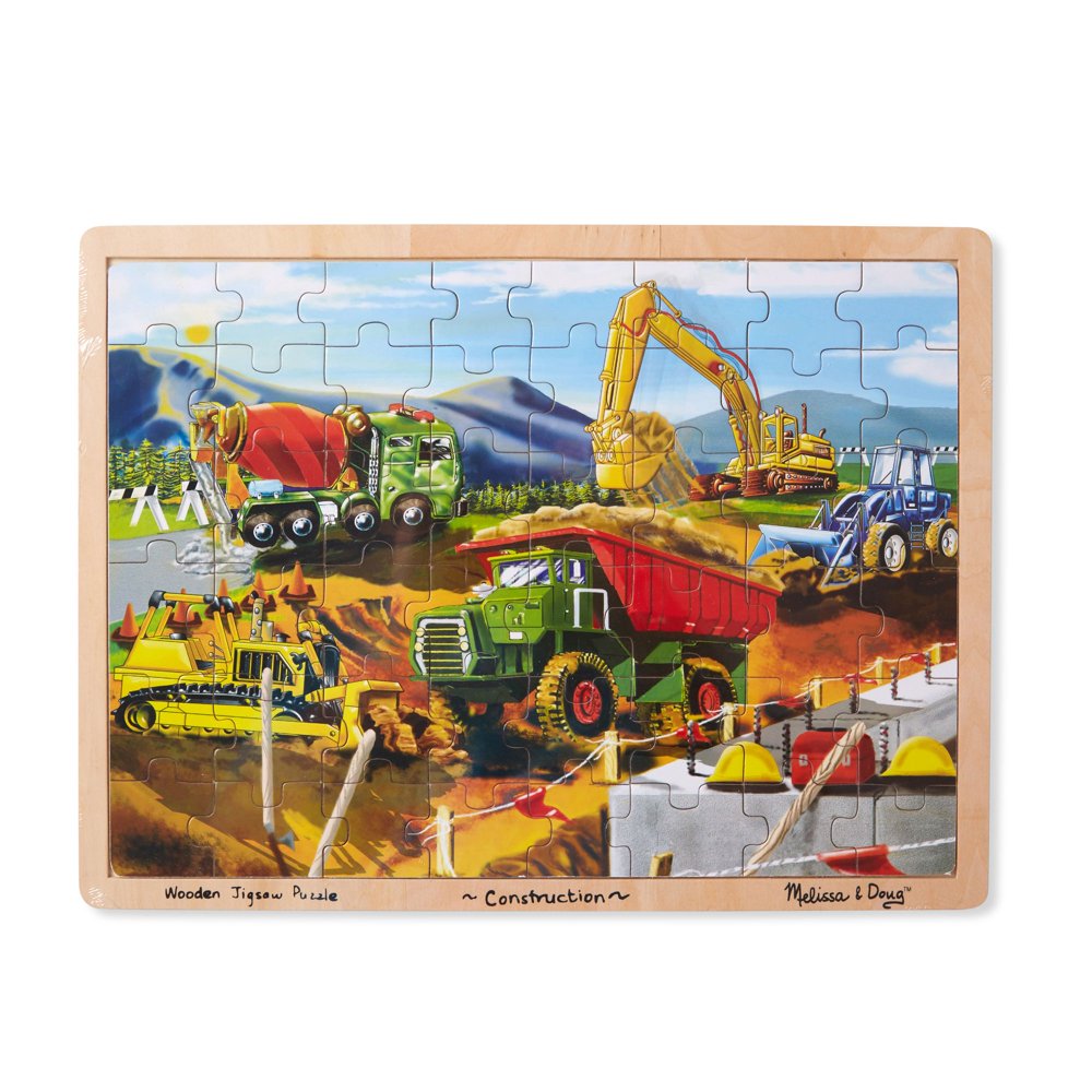 Melissa & Doug Construction Vehicles Building Site Wooden Jigsaw Puzzle