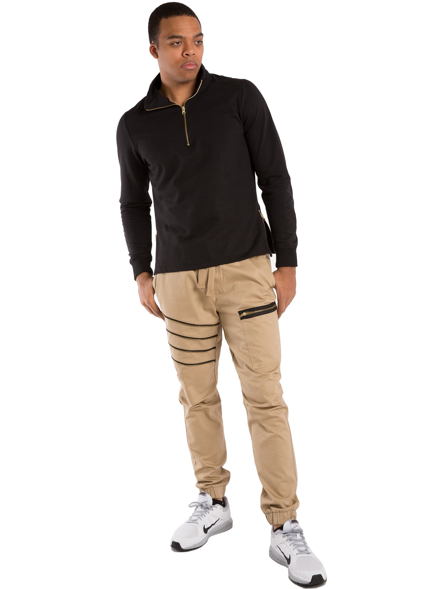 black khaki jogger pants