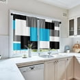 thumbnail image 6 of Light Blue Kitchen Curtains 36 Inch Length Black Grey White Window Curtains Over Sink Set of 2, Modern Short Tier Curtain for Kitchen, Abstract Geometric Art Small Kitchen Decor 26x36 Inch, 6 of 6