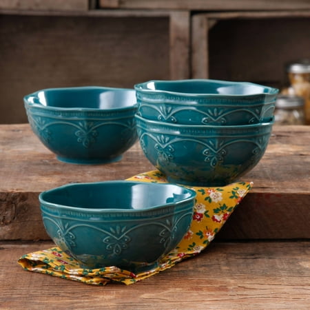 The Pioneer Woman Farmhouse Lace Bowl Set, 4-Pack (Best Onion Soup Bowls)