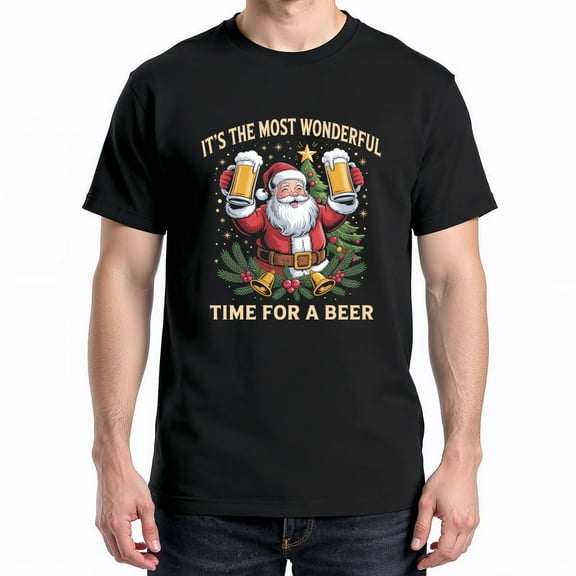 Its The Most Wonderful Time For A Beer Christmas T-Shirt – Holiday Humor – Unisex Casual Wear