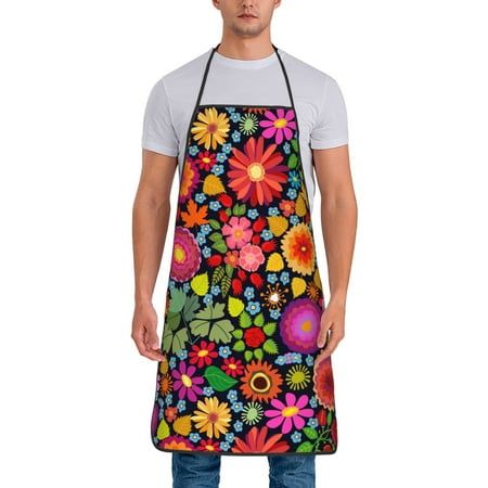 

Kitchen Aprons Rainbow Leaves And Flowers Apron For Cooking Painting Bbq Grilling Baking