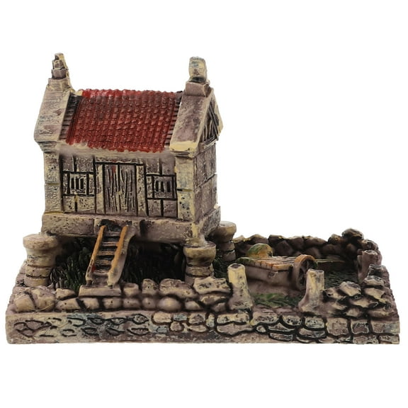GOOHOCHY 1Pcs Mini House Tiny House Ornament Dark Brown Resin Stone House for Easter Desktop Decor 3.2x2.2x1.7in