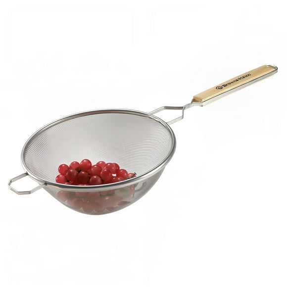 Browne 9093 Strainer, Fine Single Mesh, 4 3/4" Bowl, 5 3/4"L Handle, Pan Hook - Pack