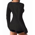 thumbnail image 3 of Women'S Boat Neck Cable Knit Sweater, Long Sleeve Off Shoulder Ribbed Slim Fit Pullover Tops Cute Fall Outfits Black L, 3 of 7