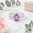 thumbnail image 2 of Purple Oval Cut Cubic Zirconia Engagement Ring for Women Size 7 Sterling Silver Birthstone Ring by Ginger Lyne, 2 of 5