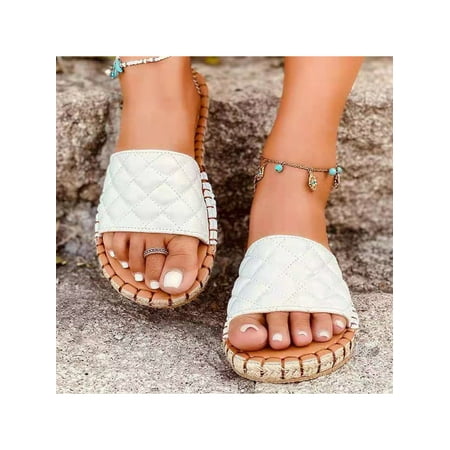 

Colisha Womens Chunky Sliders Flatform Slip On Woven Mules Quilted Padded Summer Sandals
