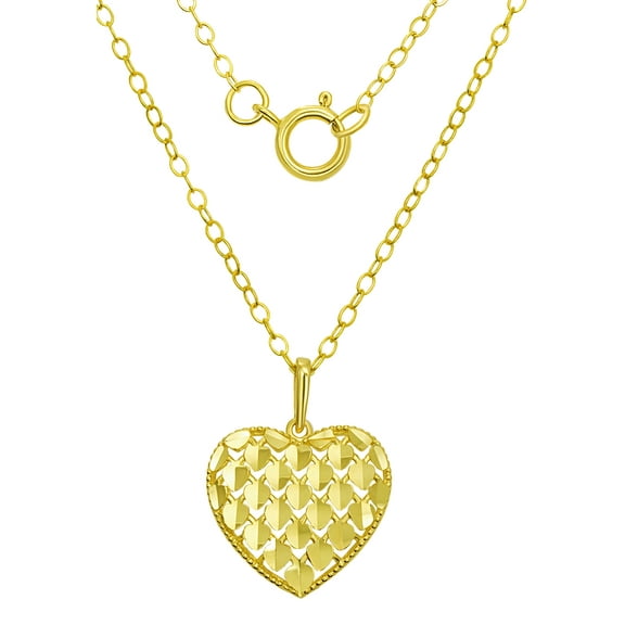 Brilliance Fine Jewelry 10KT Yellow Gold Heart Pendant with 18" Gold Filled Chain