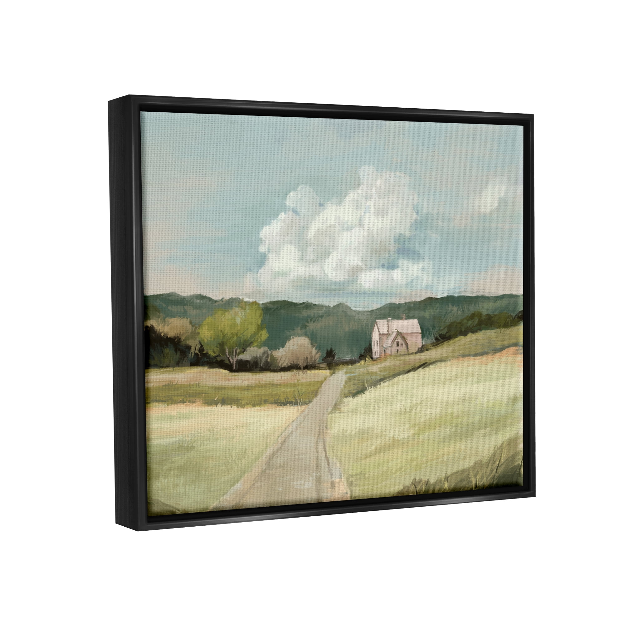 Stupell Industries Road Leading Home Countryside Mountain Landscape Jet Black Framed Floating Canvas Wall Art, 24x30, by Ziwei Li