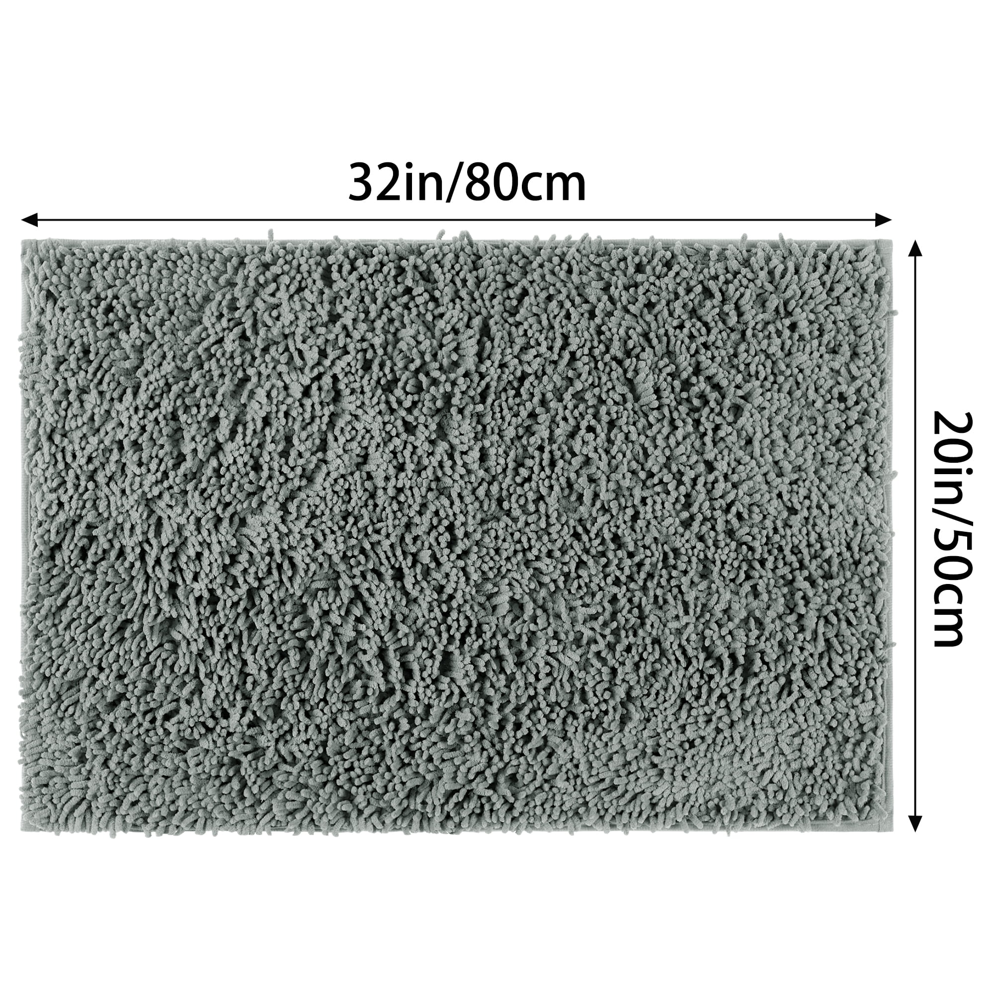 Unique Bargains Non-Slip Soft Fluffy Shag Washable Plush Bath Rugs for Bedroom Grey-2 20"x32"