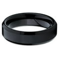thumbnail image 2 of 6mm Black Brushed Tungsten Carbide Wedding Ring Polished Beveled Edges Mens Womens Band, 2 of 3