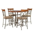 thumbnail image 3 of Roselyn 5-Piece Counter Height Pub Set, Brushed Faux Medium Cherry Wood with "Matte Pewter and Bronze" Metal, 3 of 16