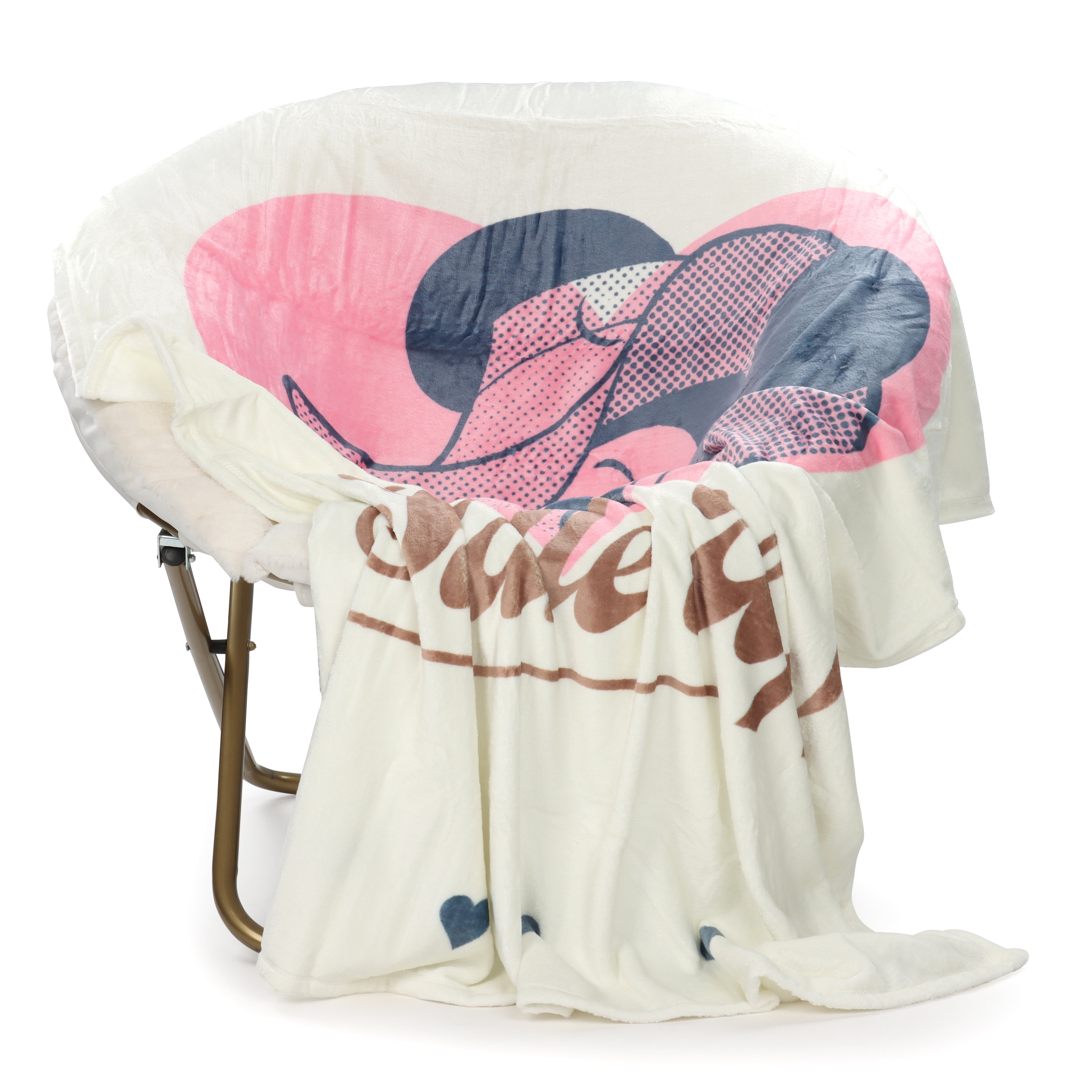 Disney Minnie Mouse, Saddle Up, Cream & Pink, Silk Touch Throw Blanket, 50" x 70"