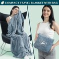 thumbnail image 2 of PAVILIA Travel Blanket Pillow in Soft Bag with Pockets, Airplane Blanket Set, Plane Blanket Compact Packable, Flight Essentials Car Pillow, Travelers Accessories Gifts, Luggage Strap, Dusty Light Blue, 2 of 8