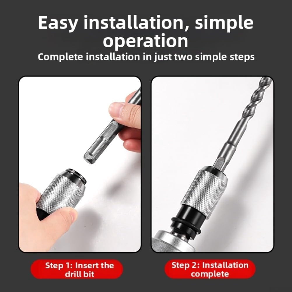 Rotary Hammer Adapter Set With Four Metal Drill Bits Designed For Wood, Concrete, And Stone Drilling Featuring Square Shank And Leather Ring For Secure Fit On Power Tools