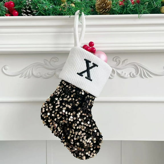 Christmas Gift Ofreoo Christmas Letter Solid Stocking Wool Pendant Christmas Decorations Gift Bag Socks Compression Stockings for Women