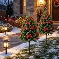 thumbnail image 5 of 22 Inch Artificial Christmas Pine Stake Decor With Red Bows ,Small Christmas Tree With Spikes On Bottom For Front Porch Home Artificial Winter Flowers Christmas Decorations(2Pcs), 5 of 5