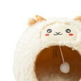 thumbnail image 4 of Vellón en forma de cordero Cueva Escondite de dibujos animados Hut Portátil Antideslizante Parte inferior Cómoda con pelota Yuyangstore Cama para gatos de interior, 4 of 7