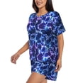 thumbnail image 2 of Kdxio Blue Lightning1 Print Pajamas Sets for Women Short-Sleeved Pjs with Lounge Shorts Two Piece Sleepwear S-4XL, 2 of 5