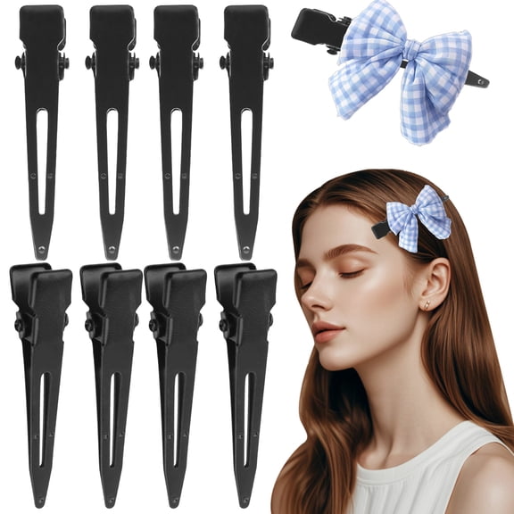50pcs (Black) Alligator Hair Clips Metal Duck Bill Hairclips Single Prong Curl Clips Hairpins for Women Salon Styling Hair Accessories,1.75 Inches
