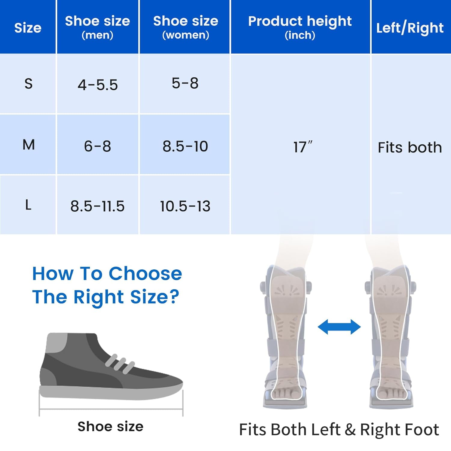Tall Air Boot Tall CAM Boot,Orthopedic Walking Boot for Sprained Ankle with Air Pump ,Unisex Foot Brace for Injured Foot, Ankle Sprain, Broken Toe & Post Surgery(Small)