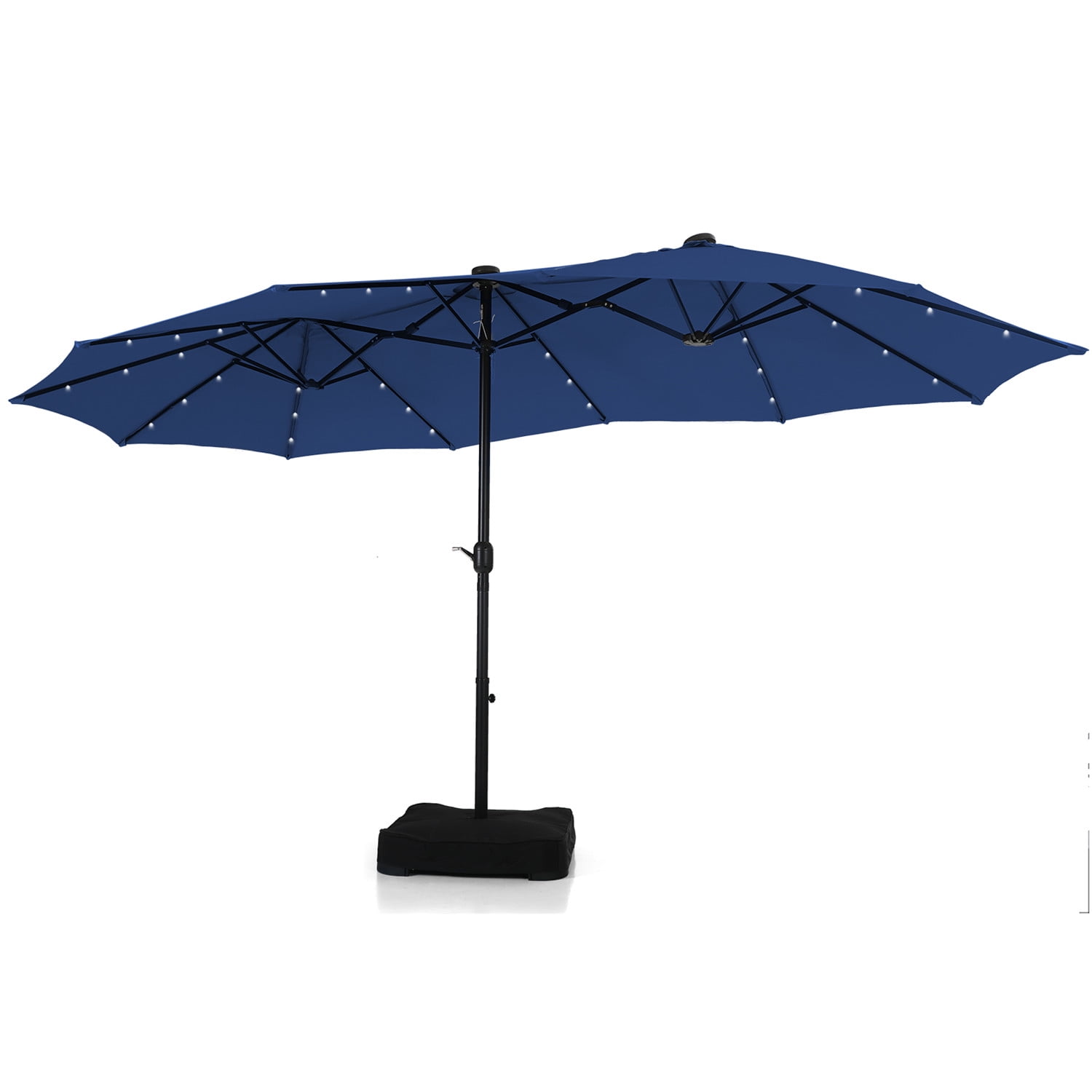 Details about   15Ft Patio Double-Sided Solar Powered Market Umbrella 36 LED Lights with Base 