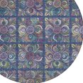 thumbnail image 5 of HomeRoots 589280 8 ft. Round Medallion Washable Indoor & Outdoor Area Rug, Navy Blue, Purple & Teal Blue, 5 of 5
