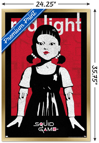 Netflix Squid Game - Red Light Wall Poster, 22.375" x 34", Framed