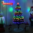thumbnail image 2 of 5FT Fiber Optic Artificial Christmas Tree, Pre-Lit Xmas Tree with 180 Colorful LED Lights, 8 Lighting Modes, Lighted Top Star, Foldable Metal Base, for Home Office Party Holiday Decor Green, 2 of 8