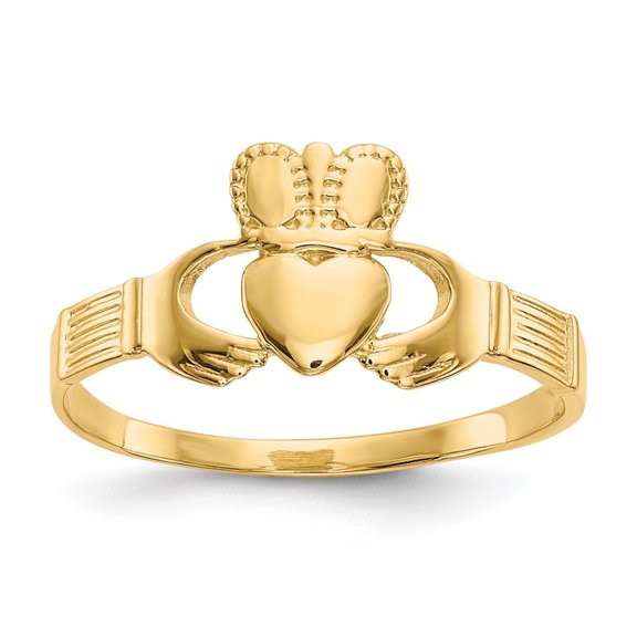 Auriga Fine Jewelry 10K Yellow Gold Claddagh Ring for Women Size 6