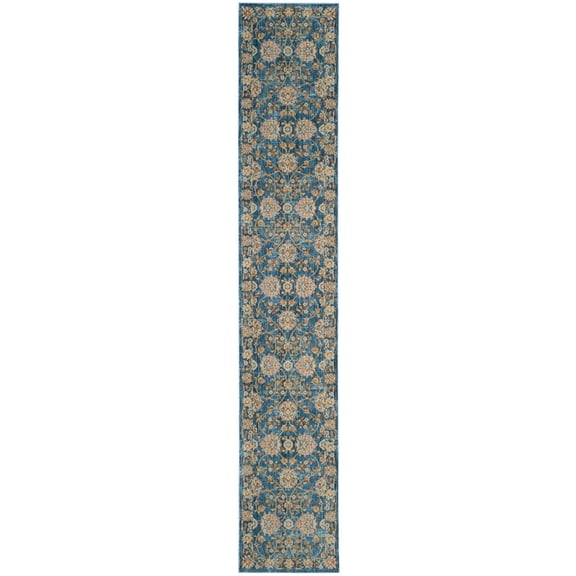 SAFAVIEH Vintage Persian Maggie Distressed Polyester Runner Rug, Turquoise/Multi, 2'2" x 10'