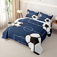 thumbnail image 3 of Erosebridal Blue Soccer Twin Quilt Set,Classic Football Twin Coverlet Set For Boys,2 Pieces, 3 of 7