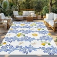 thumbnail image 3 of Fsddascl Summer Lemon Outdoor Rug for Patio/Deck/Porch, Non-Slip Large Area Rug 4 x 6 Ft, Navy Blue Spring Floral Botanical Indoor Outdoor Rugs Washable Area Rugs, Reversible Camping Rug Carpet, 3 of 5