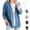 Blue, variant on Women's Classic Button Front Denim Jacket, V-Neck Relaxed Fit Lightweight Casual Outerwear for Everyday Layering