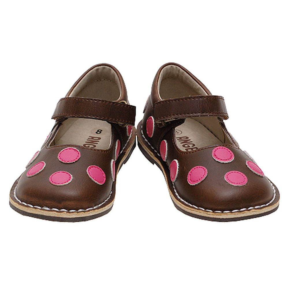 IM Link Brown Pink Polka Dot Mary Jane Shoes Girls Baby 4-Little Girls 12