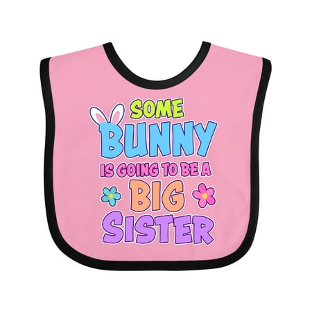 Inktastic Some Bunny is Going to Be a Big Sister with Bunny Ears and Flowers Girls Baby Bib