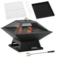 thumbnail image 1 of Outsunny Outdoor Fire Pit, Wood Burning Firepit with Grill, Spark Screen, 1 of 10