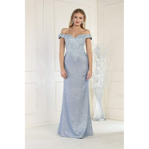 May Queen MQ2005 Juniors Womens Embellished Rhinestone Prom Gown