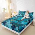 thumbnail image 3 of Manfei Terrazzo Tile Print Queen Sheets, Marble Stone Mosaic Queen Sheet Sets, Turquoise, 4pcs, 1 Flat Sheet, 1 Fitted Sheet and 2 Pillowcases, 3 of 6