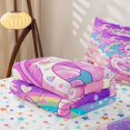 thumbnail image 5 of Manfei Cute Axolotl Zipper Full Size Comforter Sets with Fitted Sheet and 2 Pillowcases, Moon Rainbow Sky Zipper Bedding Set, Pink Purple, Stars Reversible, 4-Piece, 5 of 7